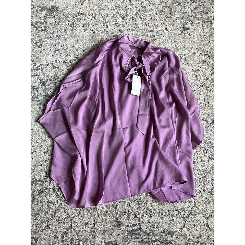Before You Collection Satin Mock Neck NEW Top Size Small Purple  NWT